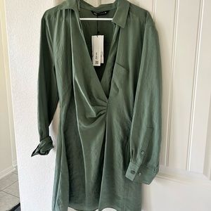 Zara wrap army green dress